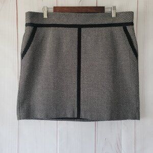 Ann Taylor Loft Mini Skirt, Sz 16, Black/White 100% Cotton, Like New EUC